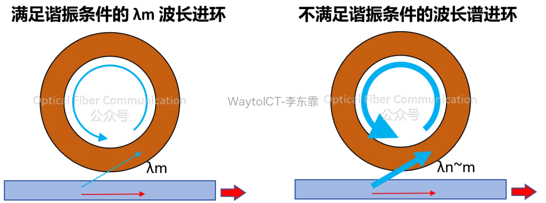 反谐振状态下各波长均可部分进环